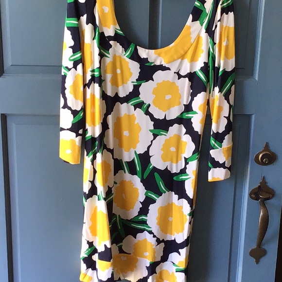 NWOT Diane Von Furstenberg silk jersey mod floral dress open back detail - Picture 1 of 5